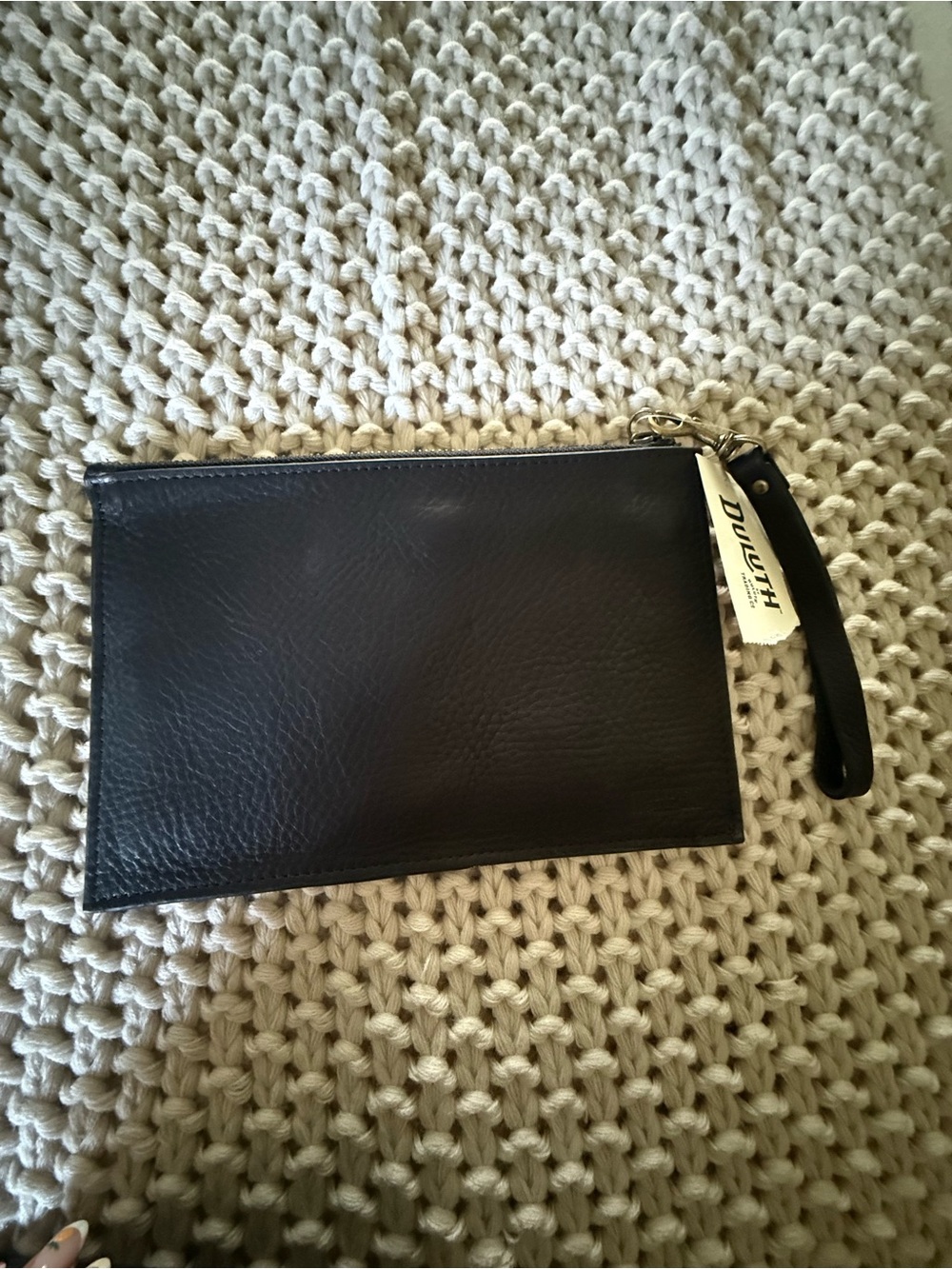 Duluth Trading Co Black Leather Wristlet Pouch with Tag